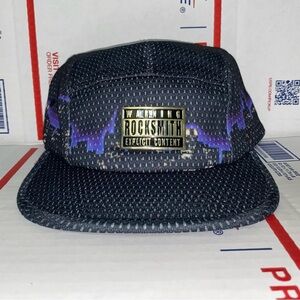 Rocksmith night Skyline City 5 panel Camp Cap streetwear vtg Hat Skateboard HUF.